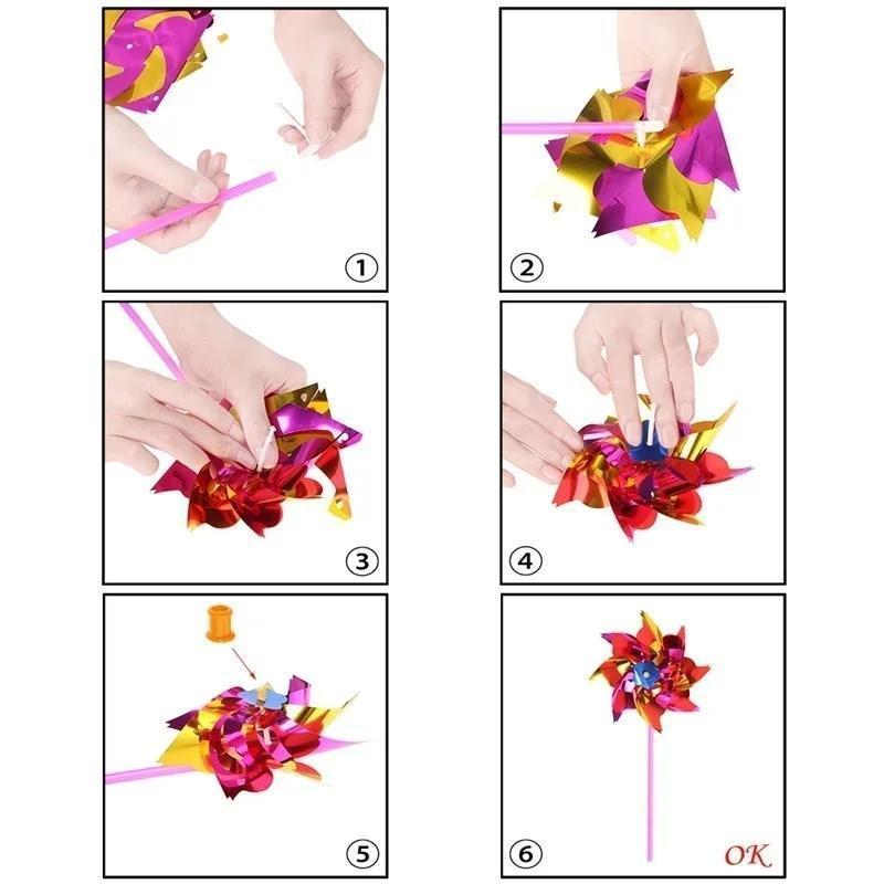 6Pcs Plastic Windmill Pinwheel - Games Garden Party recension och pris
